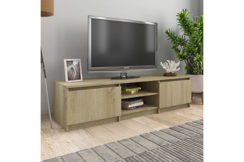 Tv-Skab 140 X 40 X 35,5 Cm Spånplade Sonoma-Eg - Brun - TV-borde