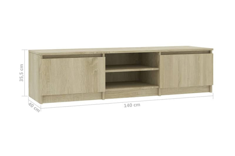 Tv-Skab 140 X 40 X 35,5 Cm Spånplade Sonoma-Eg - Brun - TV-borde