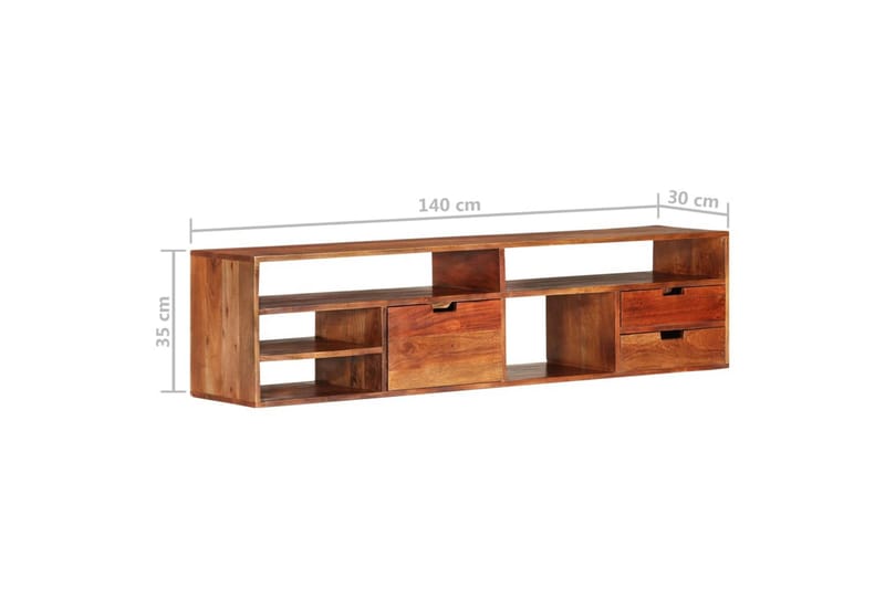 tv-skab 140x30x35 cm massivt akacietræ - Brun - Møbler - TV borde & mediemøbler - TV-borde