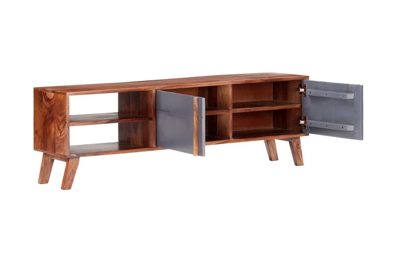 Tv-Skab 140X30X45 cm Massivt Sheeshamtræ Grå - Grå - Møbler - TV borde & mediemøbler - TV-borde