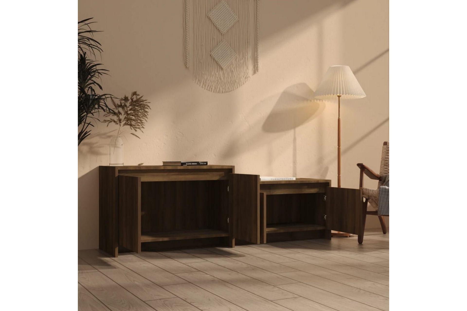 tv-skab 146,5x35x50 cm spånplade brun egetræsfarve - Brun - Møbler - TV borde & mediemøbler - TV-borde