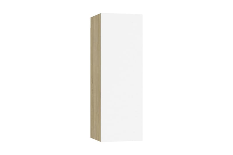 tv-skab 30,5x30x90 cm spånplade hvid og sonoma-eg - Beige - TV-borde