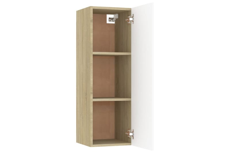 tv-skab 30,5x30x90 cm spånplade hvid og sonoma-eg - Beige - Møbler - TV borde & mediemøbler - TV-borde