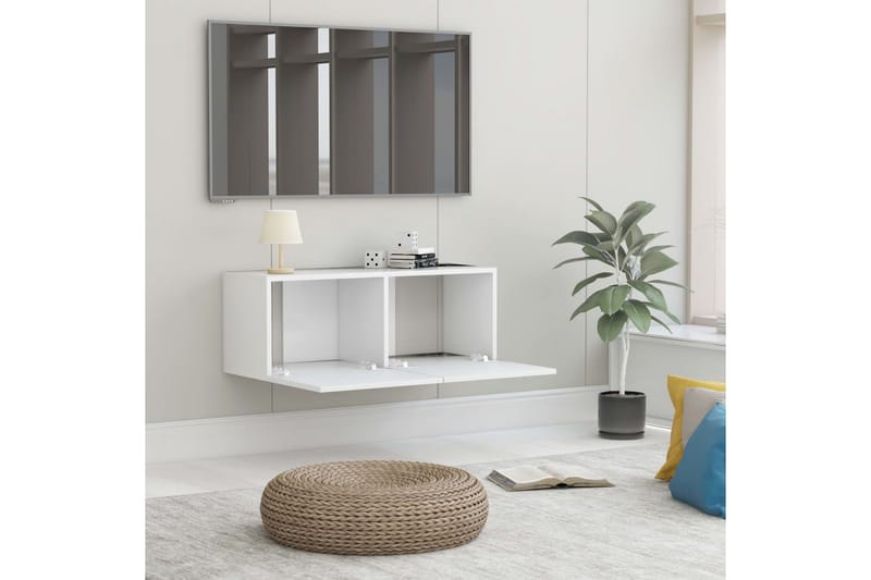 Tv-Skab 80x30x30 cm Spånplade Hvid - Hvid - TV-borde