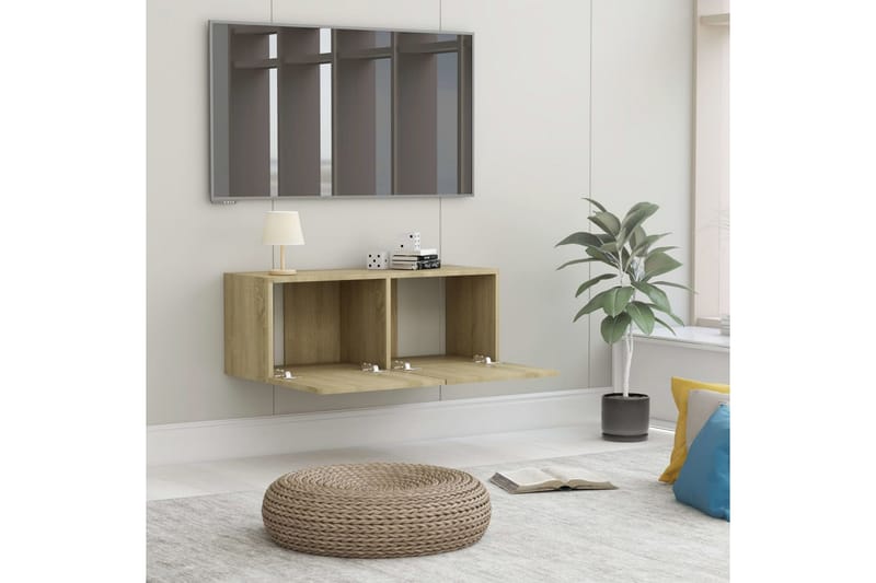 Tv-Skab 80x30x30 cm Spånplade Sonoma-Eg - Brun - TV-borde