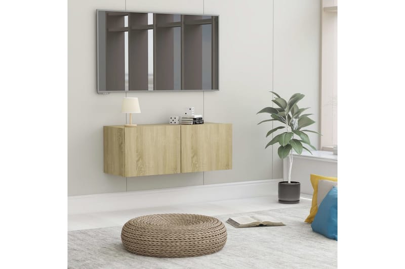 Tv-Skab 80x30x30 cm Spånplade Sonoma-Eg - Brun - TV-borde