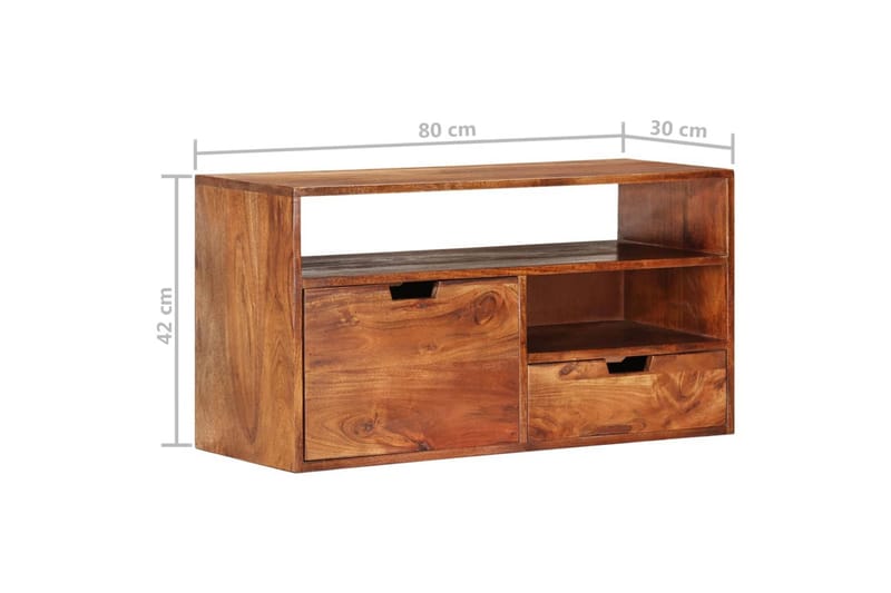 tv-skab 80x30x42 cm massivt akacietræ - Brun - Møbler - TV borde & mediemøbler - TV-borde