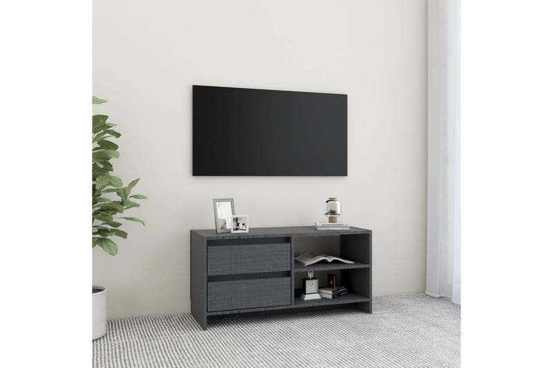 tv-skab 80x31x39 cm massivt fyrretræ grå - Grå - TV-borde