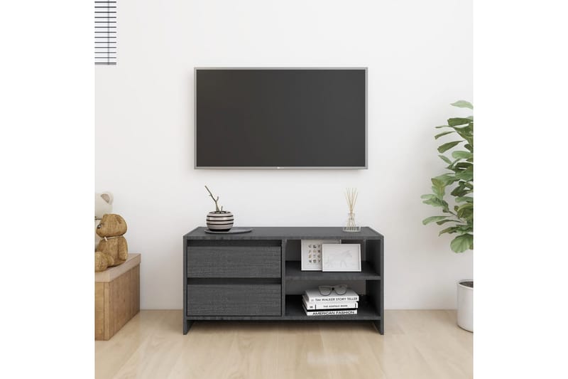 tv-skab 80x31x39 cm massivt fyrretræ grå - Grå - TV-borde