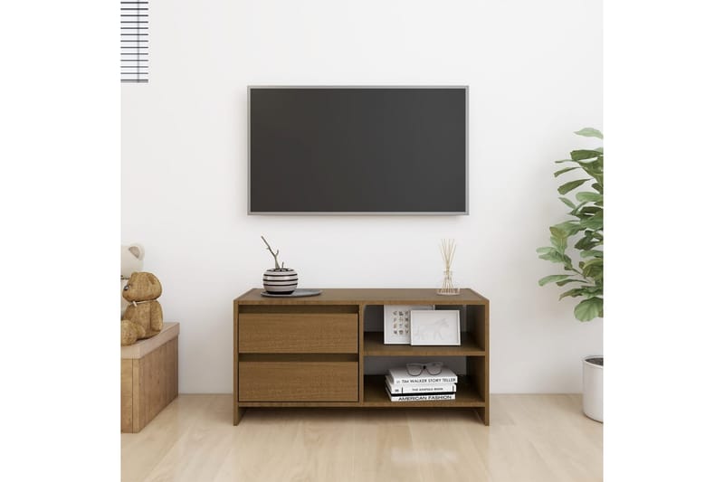 tv-skab 80x31x39 cm massivt fyrretræ honningbrun - Brun - Møbler - TV borde & mediemøbler - TV-borde