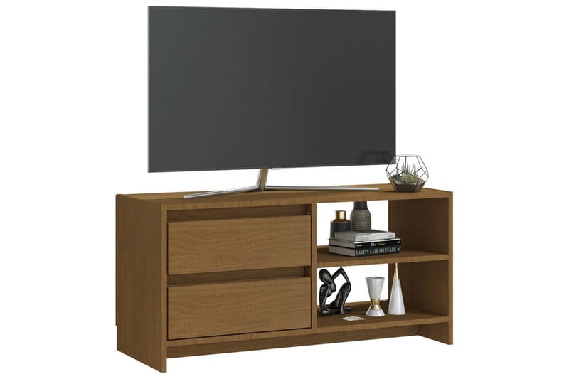 tv-skab 80x31x39 cm massivt fyrretræ honningbrun - Brun - TV-borde