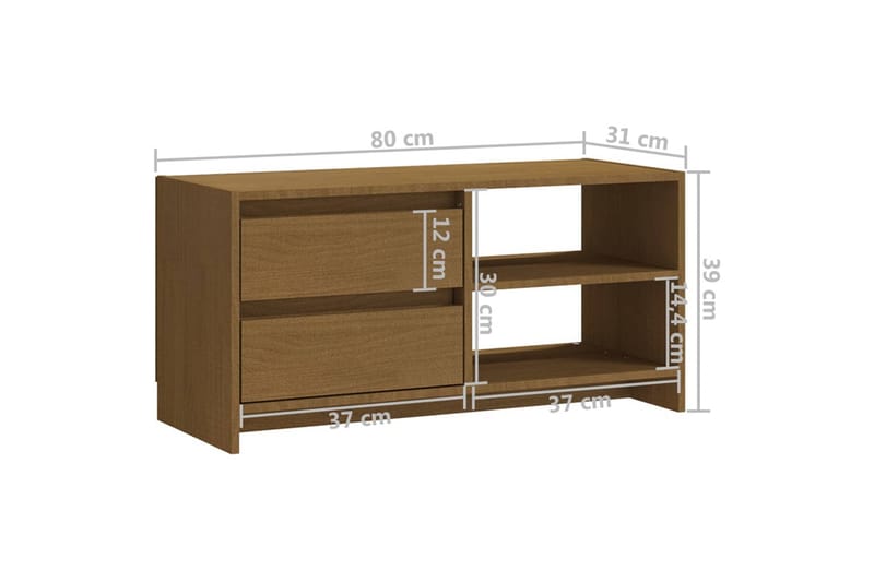 tv-skab 80x31x39 cm massivt fyrretræ honningbrun - Brun - Møbler - TV borde & mediemøbler - TV-borde