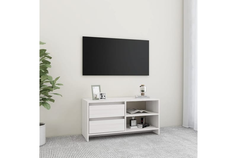 tv-skab 80x31x39 cm massivt fyrretræ hvid - Hvid - TV-borde