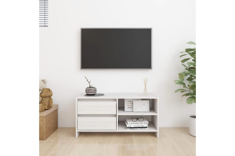 tv-skab 80x31x39 cm massivt fyrretræ hvid - Hvid - TV-borde