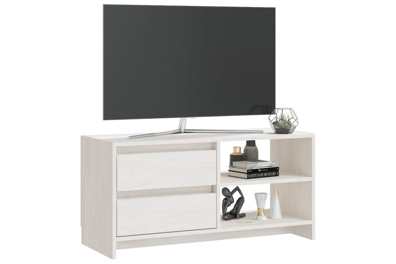 tv-skab 80x31x39 cm massivt fyrretræ hvid - Hvid - TV-borde