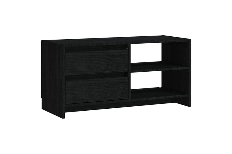 tv-skab 80x31x39 cm massivt fyrretræ sort - Sort - TV-borde