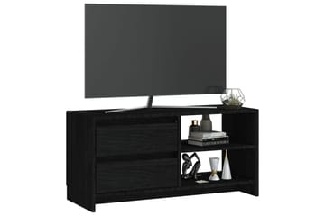 tv-skab 80x31x39 cm massivt fyrretræ sort - Sort - Møbler - TV borde & mediemøbler - TV-borde
