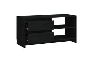 tv-skab 80x31x39 cm massivt fyrretræ sort - Sort - Møbler - TV borde & mediemøbler - TV-borde