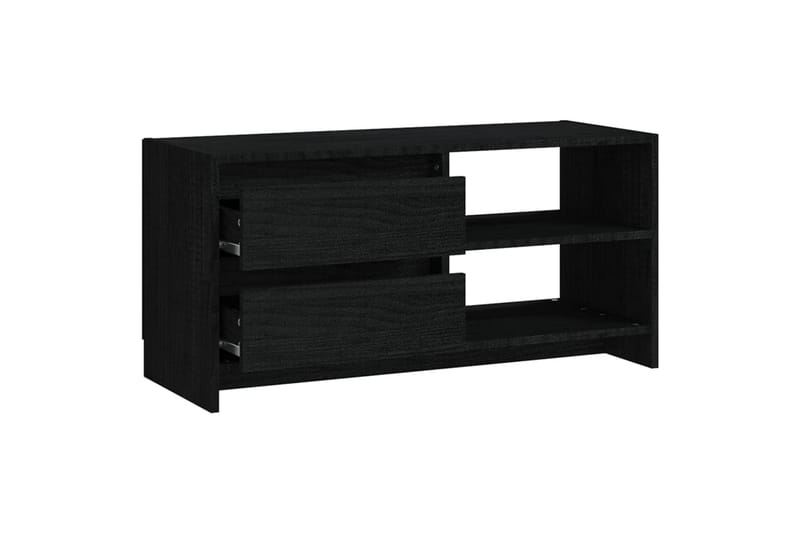 tv-skab 80x31x39 cm massivt fyrretræ sort - Sort - TV-borde