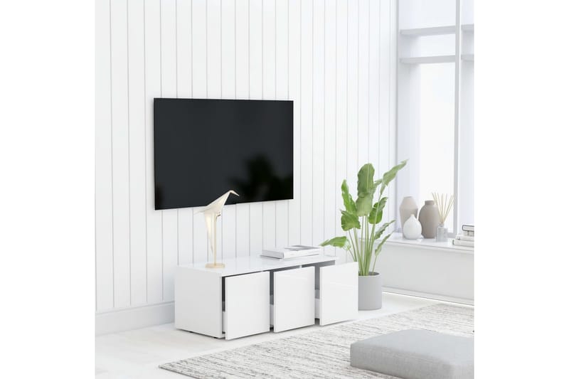 Tv-Skab 80X34X30 cm Spånplade Hvid Höjglans - TV-borde