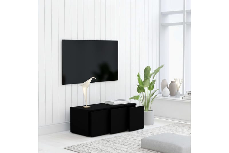 Tv-Skab 80X34X30 cm Spånplade Sort - Møbler - TV borde & mediemøbler - TV-borde