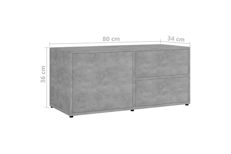 Tv-Skab 80x34x36 cm Spånplade Betongrå - Grå - TV-borde