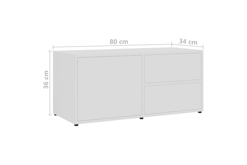 Tv-Skab 80x34x36 cm Spånplade Hvid - Hvid - TV-borde