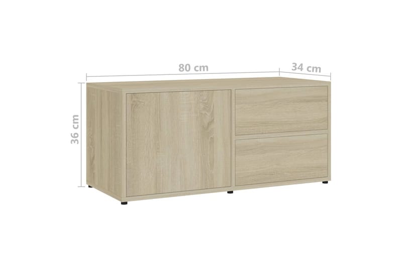 Tv-Skab 80x34x36 cm Spånplade Sonoma-Eg - Brun - Møbler - TV borde & mediemøbler - TV-borde