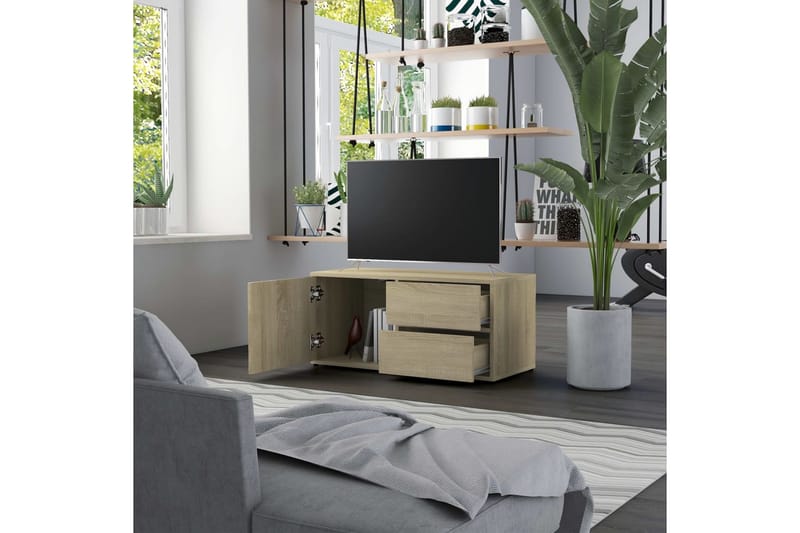 Tv-Skab 80x34x36 cm Spånplade Sonoma-Eg - Brun - Møbler - TV borde & mediemøbler - TV-borde