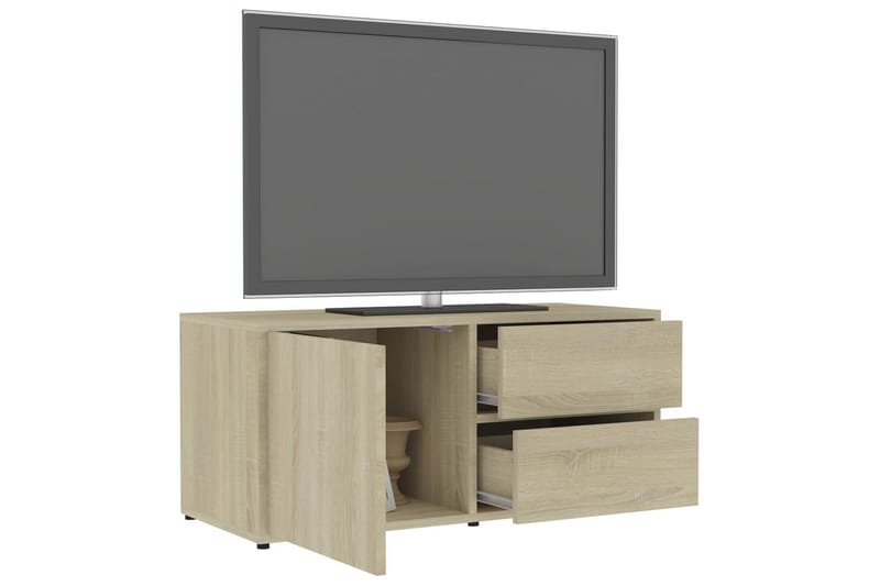 Tv-Skab 80x34x36 cm Spånplade Sonoma-Eg - Brun - Møbler - TV borde & mediemøbler - TV-borde
