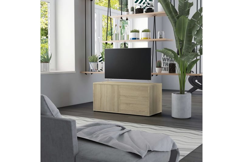 Tv-Skab 80x34x36 cm Spånplade Sonoma-Eg - Brun - Møbler - TV borde & mediemøbler - TV-borde