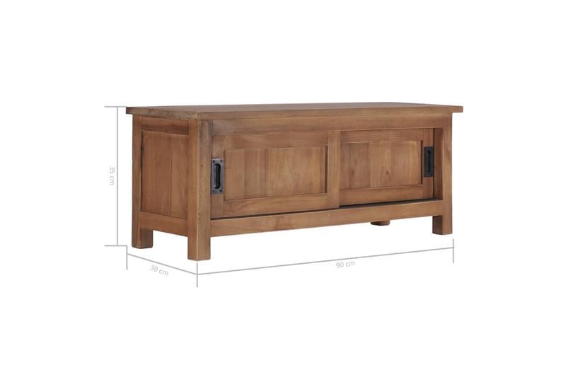 tv-skab 90 x 30 x 35 cm massivt teaktræ - Brun - TV-borde