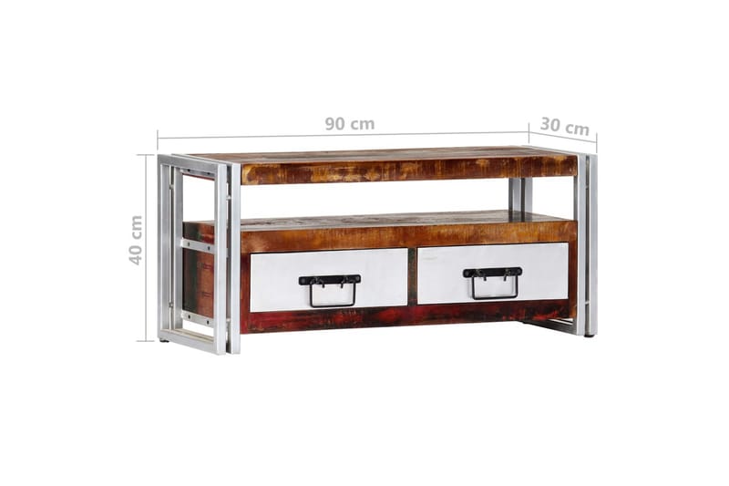 Tv-Skab 90 X 30 X 40 Cm Massivt Genanvendt Træ - Flerfarvet - TV-borde