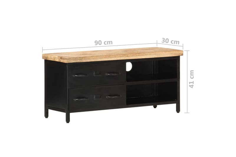 Tv-Skab 90X30X41 cm Ru Mangotræ - Sort - Møbler - TV borde & mediemøbler - TV-borde