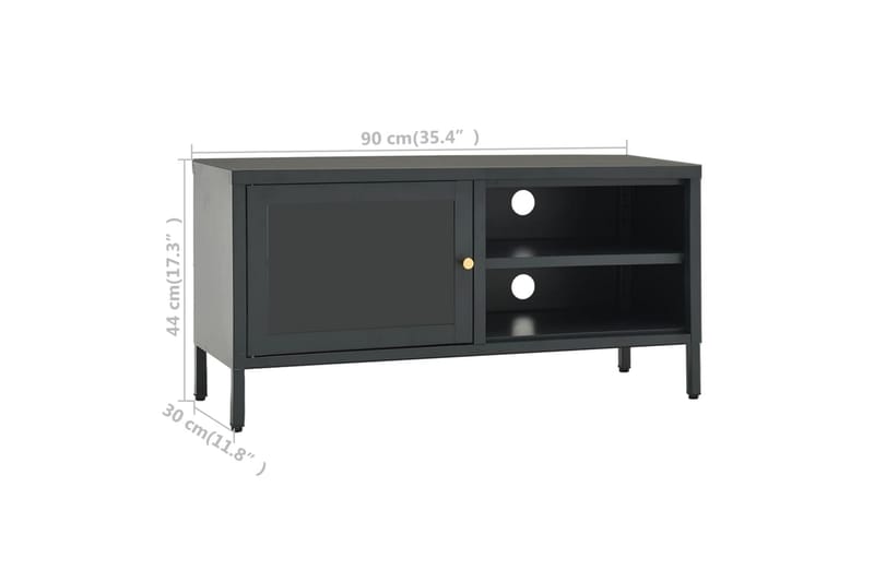 tv-skab 90x30x44 cm stål og glas antracitgrå - Antracit - Møbler - TV borde & mediemøbler - TV-borde