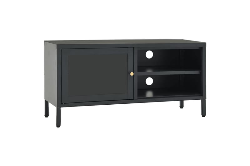 tv-skab 90x30x44 cm stål og glas antracitgrå - Antracit - Møbler - TV borde & mediemøbler - TV-borde