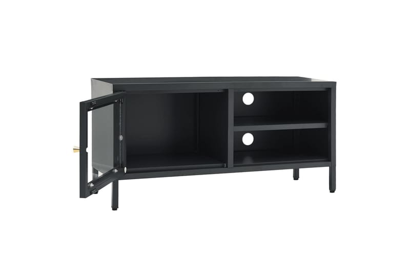 tv-skab 90x30x44 cm stål og glas antracitgrå - Antracit - Møbler - TV borde & mediemøbler - TV-borde
