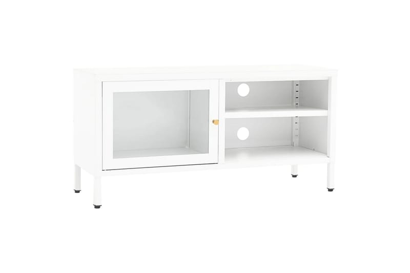 tv-skab 90x30x44 cm stål og glas hvid - Hvid - Møbler - TV borde & mediemøbler - TV-borde