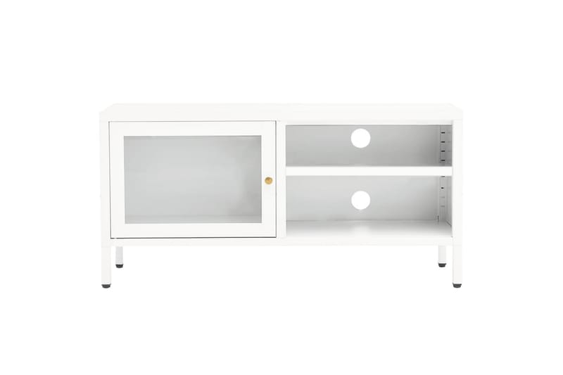 tv-skab 90x30x44 cm stål og glas hvid - Hvid - TV-borde