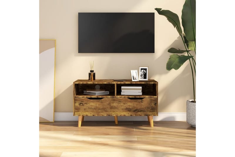 tv-skab 90x40x48,5 cm spånplade røget egetræsfarve - Brun - Møbler - TV borde & mediemøbler - TV-borde