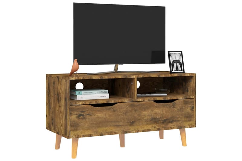 tv-skab 90x40x48,5 cm spånplade røget egetræsfarve - Brun - TV-borde