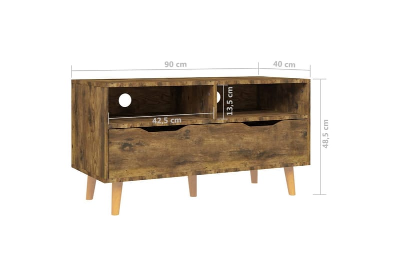 tv-skab 90x40x48,5 cm spånplade røget egetræsfarve - Brun - Møbler - TV borde & mediemøbler - TV-borde