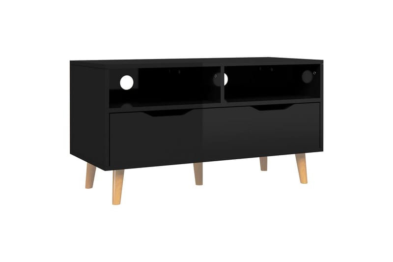 tv-skab 90x40x48,5 cm spånplade sort højglans - Sort - Møbler - TV borde & mediemøbler - TV-borde