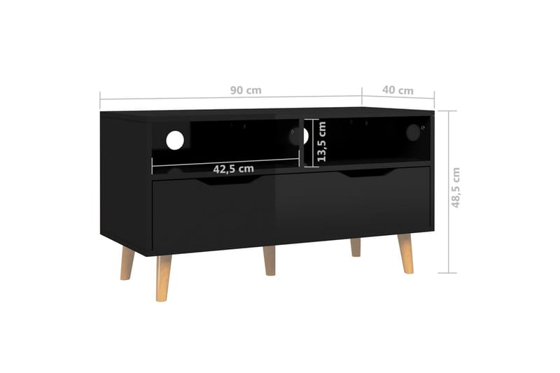 tv-skab 90x40x48,5 cm spånplade sort højglans - Sort - Møbler - TV borde & mediemøbler - TV-borde