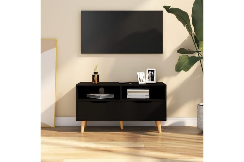 tv-skab 90x40x48,5 cm spånplade sort - Sort - Møbler - TV borde & mediemøbler - TV-borde