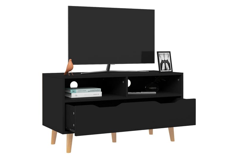 tv-skab 90x40x48,5 cm spånplade sort - Sort - TV-borde