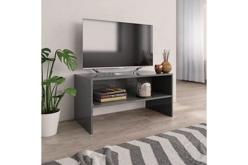 tv-skab højglans 80 x 40 x 40 cm spånplade grå - TV-borde