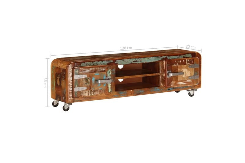 Tv-Skab I Massivt Genanvendt Træ 120 X 30 X 36 Cm - Flerfarvet - Møbler - TV borde & mediemøbler - TV-borde