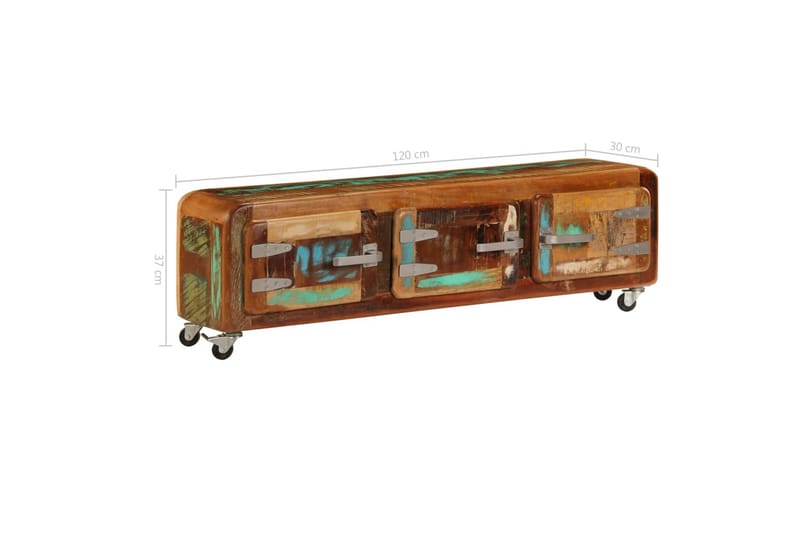 Tv-Skab I Massivt Genanvendt Træ 120 X 30 X 37 Cm - Flerfarvet - Møbler - TV borde & mediemøbler - TV-borde
