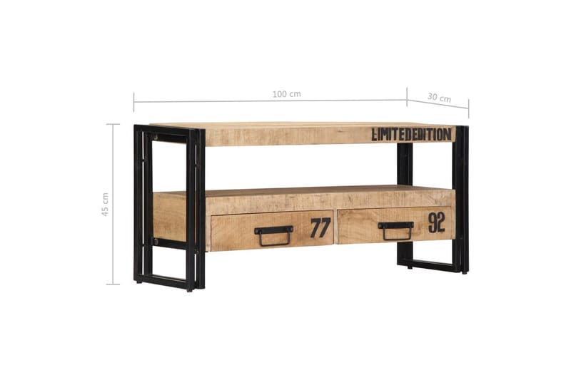 Tv-Skab I Massivt Mangotræ 100 X 30 X 45 Cm - Brun - TV-borde